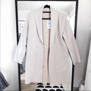 NWT Zara beige cream tan longline blazer jacket